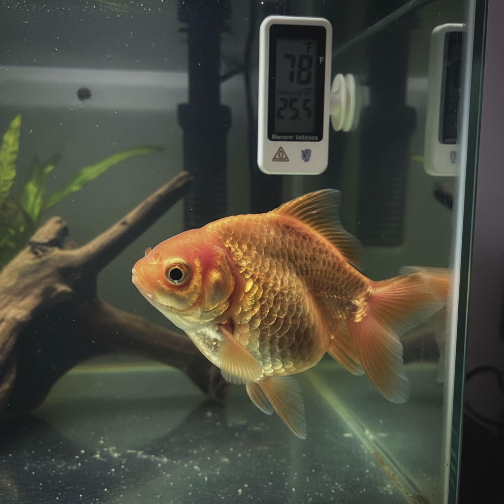 Freshwater fish with dropsy showing pinecone scales and swollen body