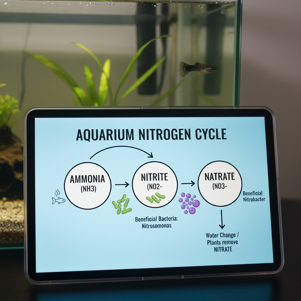 Infographic of the aquarium nitrogen cycle